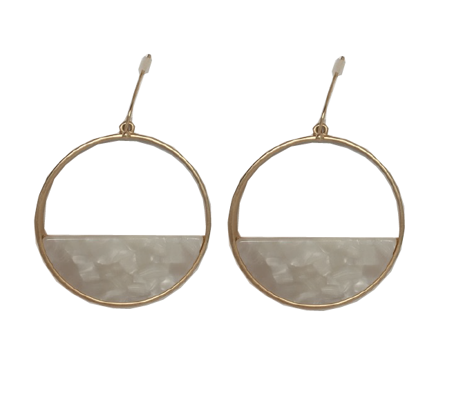 Sterling Silver Beach Half Circle Dangle Earrings