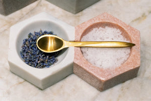 Marble Salt + Pepper Holder with Spoon