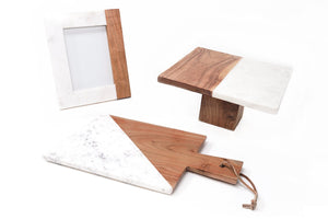 Wood + Marble Mix Platter Stand