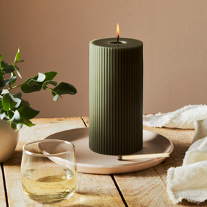 Fancy Pillar Candle - Moss