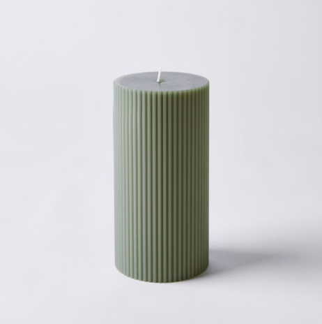 Fancy Pillar Candle - Moss