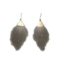 Load image into Gallery viewer, Large Grey Fringe Earrings