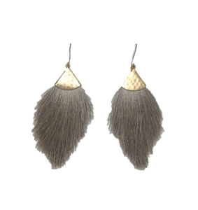 Large Grey Fringe Earrings