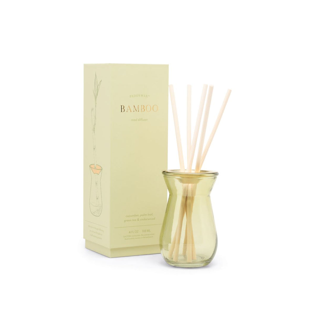 Sage Green Glass Diffuser - Bamboo