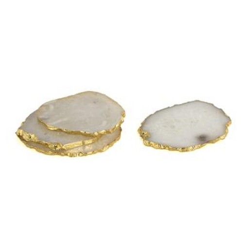 White Agate Coasters, Set of 4