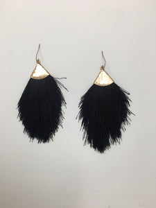 Large Black Fringe Earrings