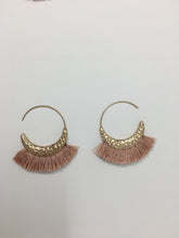 Load image into Gallery viewer, Small Dusty Pink Fringe Earrings