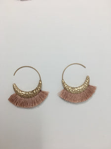 Small Dusty Pink Fringe Earrings