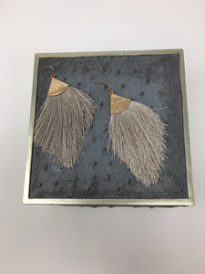 Large Grey Fringe Earrings