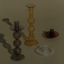 Load image into Gallery viewer, Tall Smoke Vintage Glass Candle Holder