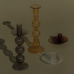 Tall Smoke Vintage Glass Candle Holder