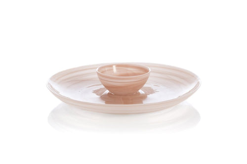 Rose Polished Alabaster Chip & Dip Set