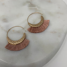 Load image into Gallery viewer, Small Dusty Pink Fringe Earrings