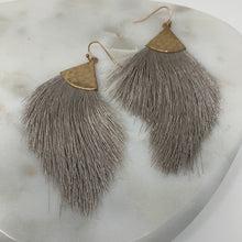 Load image into Gallery viewer, Large Grey Fringe Earrings