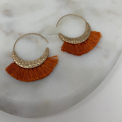 Small Rust Fringe Earrings