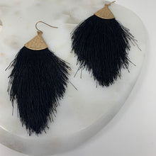 Load image into Gallery viewer, Large Black Fringe Earrings