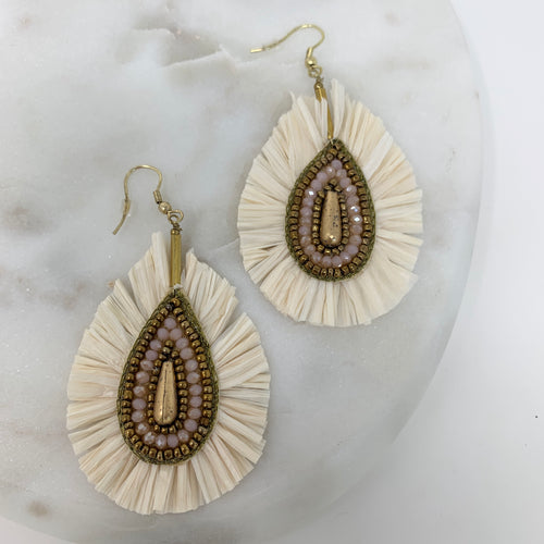 Cream Fan Earrings