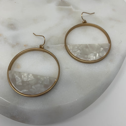 Gold/Stone Half Circle Earrings